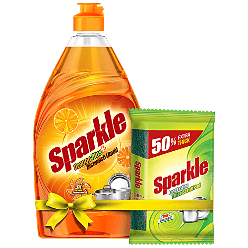 Sparkle Dishwash Liquid - Orange Plus, 3X Grease Cutting Power, 500 ml  