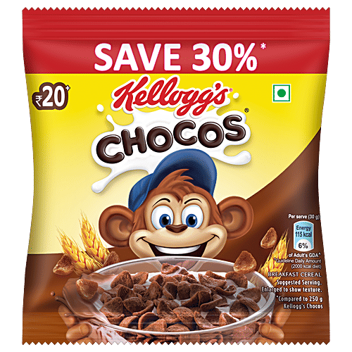 Buy Kelloggs Chocos With Protein & Fibre Of 1 Roti In Each Bowl, High