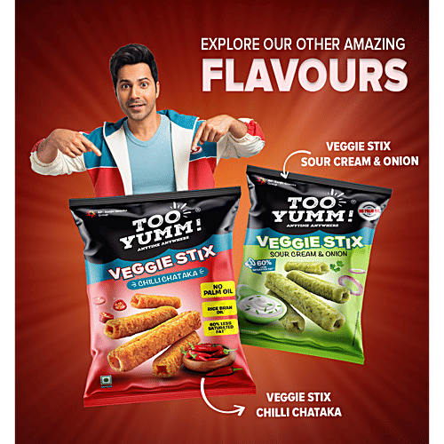 Too Yumm! Chili Chataka Flavour Veggie Stix Namkeen, 45 g  Zero Trans Fat & Zero Cholesterol
