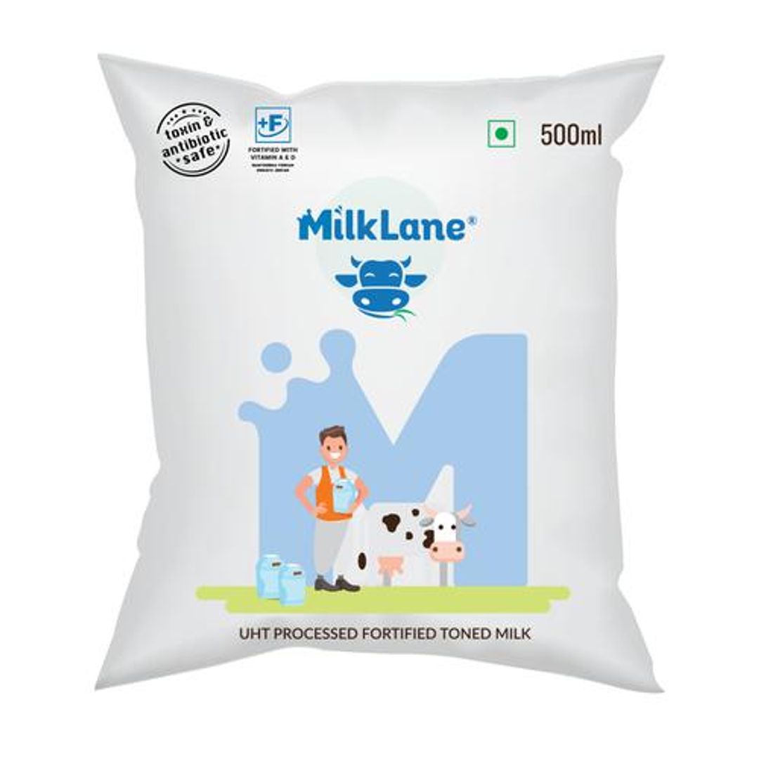 MilkLane UHT Processed Toned Milk, 500 ml Pouch