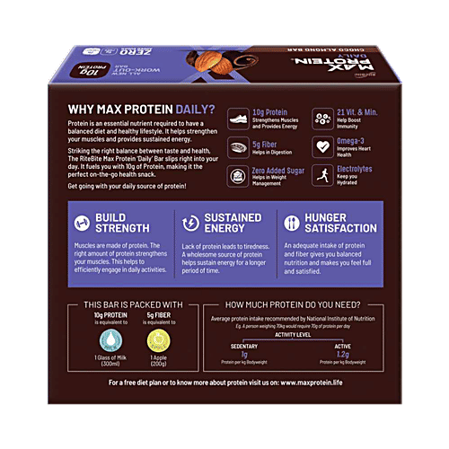 RiteBite Max Protein Daily Choco Almond Bar, 50 g (Pack of 6) 