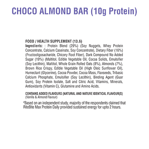RiteBite Max Protein Daily Choco Almond Bar, 50 g (Pack of 6) 