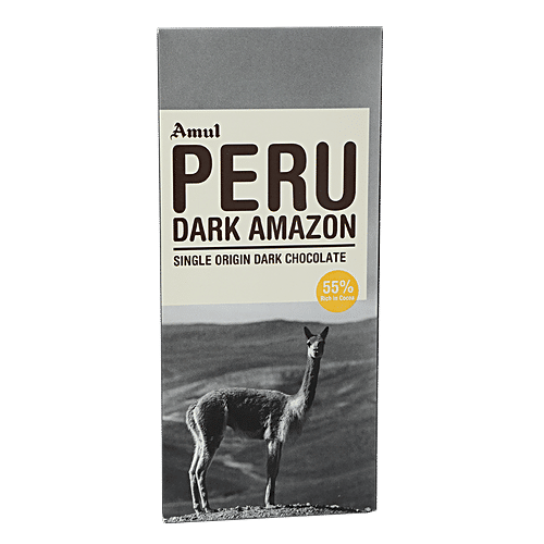 Amul Peru Dark Amazon, Single Origin Dark Chocolate - 55%, 125 g  