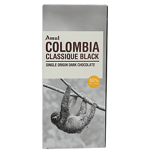 Amul Colombia Classique Black, Single Origin Dark Chocolate - 55% Dark, 125 g  
