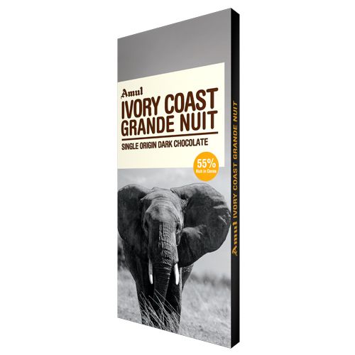 Amul Ivory Coast Grande Nuit, Single Origin Dark Chocolate - 55% Dark, 125 g  