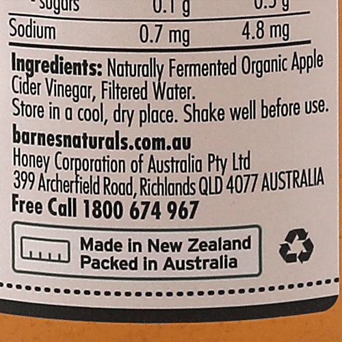 Barnes Naturals Apple Cider Vinegar with Mother, 500 ml  