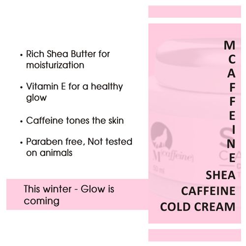MCaffeine  Shea Butter Caffeine Cold Cream - With Vitamin E, Paraben Free, 50 ml  
