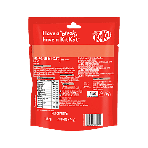 Nestle KitKat Minis Choco Coated Wafer Bars, 133.2 g (18 x 7.4 g) 