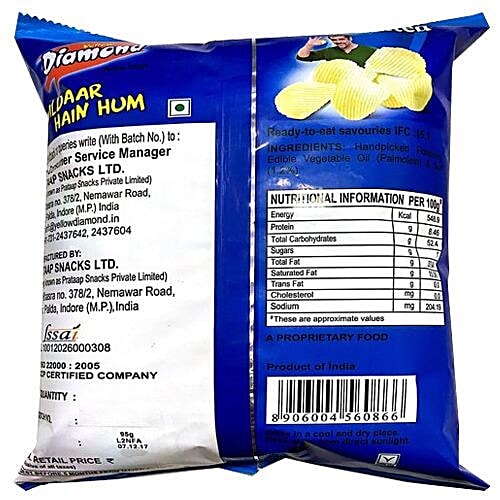 Buy Yellow Diamond Potato Chips Plain Salted 95 Gm Online At Best Price