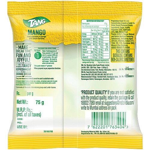 Tang Instant Drink Mix - Mango, 75 g  
