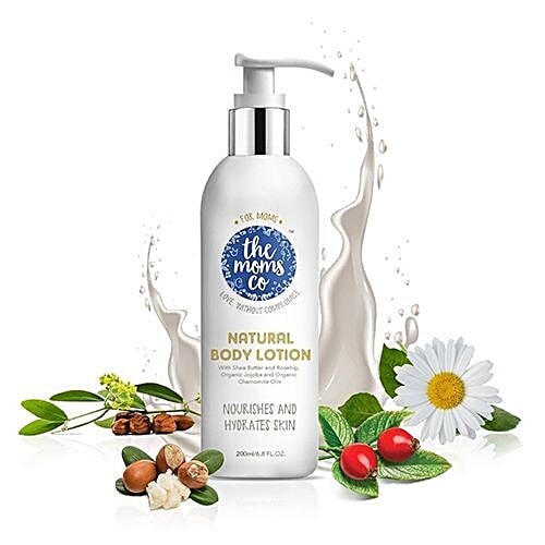 The Moms Co Natural Body Lotion - Nourishes & Hydrates Skin, Shea Butter, No Parabens, 200 ml  No Parabens