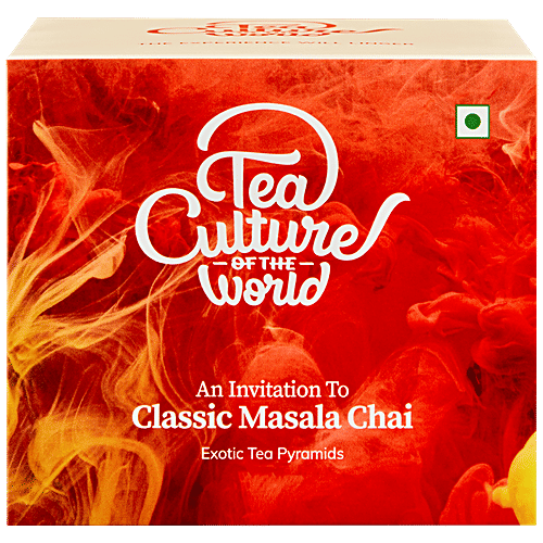 Tea Culture Of The World Black Tea - Classic Masala Chai, Refreshing, 2 g (16 Bags x 2 g Each) Zero Fat