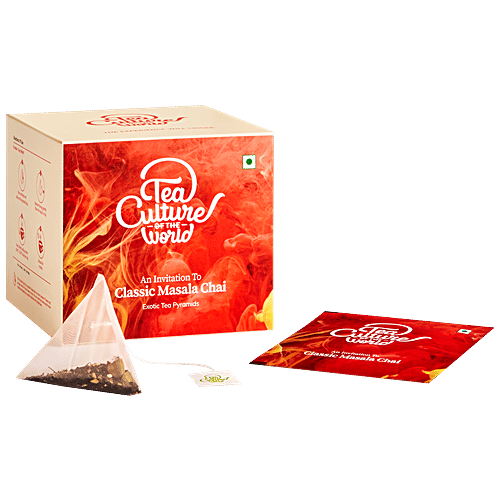 Tea Culture Of The World Black Tea - Classic Masala Chai, Refreshing, 2 g (16 Bags x 2 g Each) Zero Fat