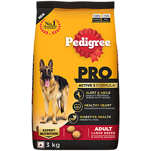 Pedigree PRO Adult 18 Months+ Large Breed Dry Dog Food, 3 kg Expert Nutrition, Vet Trusted Brand