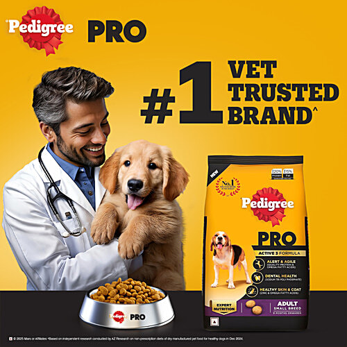 Pedigree PRO Adult (9 Months Onwards) Small Breed Dry Dog Food 1.2 kg, Vet Trusted Brand, 1.2 kg  Expert Nutrition