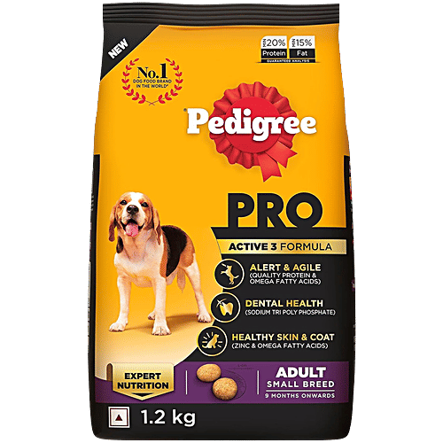 Pedigree PRO Adult (9 Months Onwards) Small Breed Dry Dog Food 1.2 kg, Vet Trusted Brand, 1.2 kg  Expert Nutrition