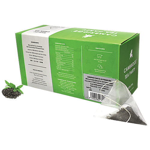 Cambridge Tea Party Long Leaf Green Tea - 20 Silken Pyramid Tea Bags, 40 g (20 Bags x 2 g each) 