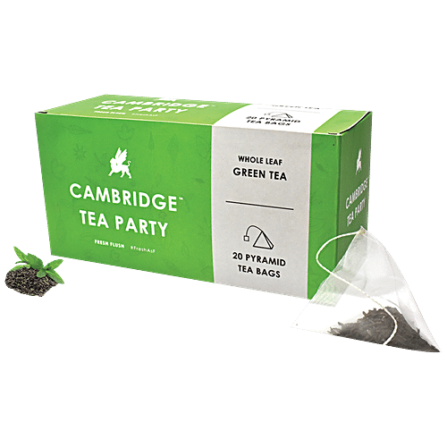 Cambridge Tea Party Long Leaf Green Tea - 20 Silken Pyramid Tea Bags, 40 g (20 Bags x 2 g each) 