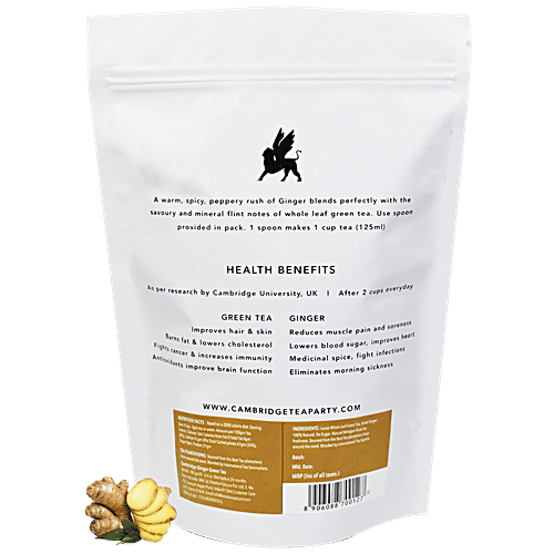 Cambridge Tea Party Crushed Ginger Green Tea - Whole Leaf Loose Tea, 180 g  