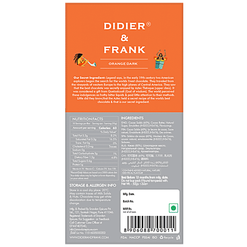 Didier & Frank  Spanish Orange Dark Chocolate, 50 g  