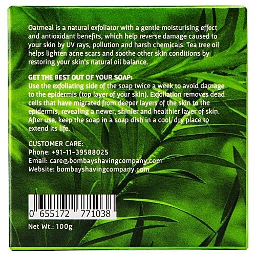 Bombay Shaving Company Oil Control Bath Soap With Tea Tree extracts & Oatmeal - For Sensitive Skin, 100 g