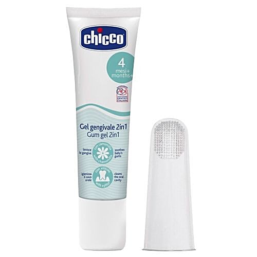 Chicco Dental Kit - Gum Gel with Fingerstall, White, 70 g  No Fluoride