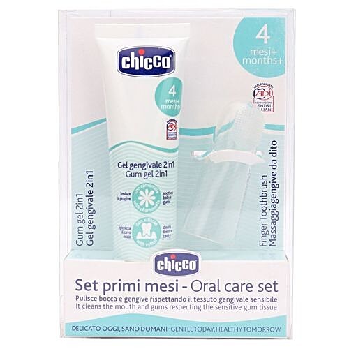 Chicco Dental Kit - Gum Gel with Fingerstall, White, 70 g  No Fluoride
