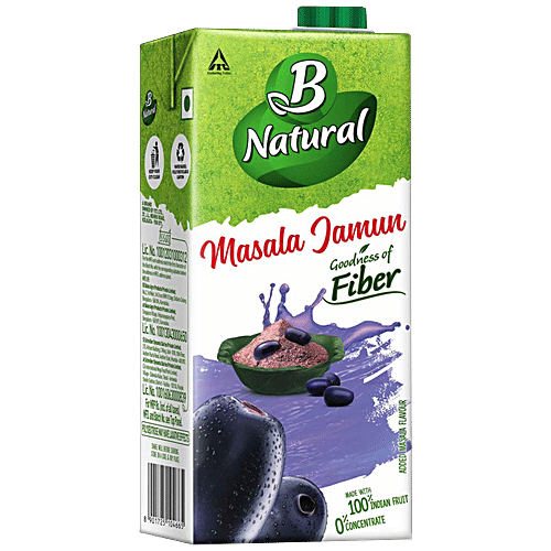 B Natural Masala Jamun Juice - Rich In Fibre, Vitamin C & E, Indian Fruit & 0% Concentrate, 1 L  Zero Fat