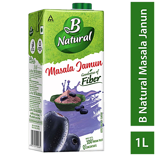 B Natural Masala Jamun Juice - Rich In Fibre, Vitamin C & E, Indian Fruit & 0% Concentrate, 1 L  Zero Fat