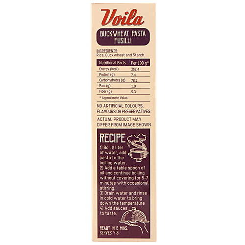VOILA Buckwheat Pasta - Fusilli, 250 g  Gluten Free, High Protein