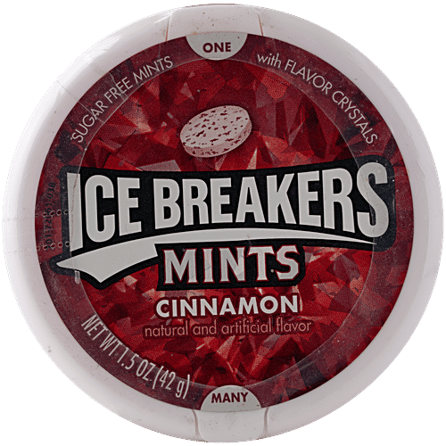 Ice Breakers Cinnamon Sugar Free Mints With Flavour Crystals, 42 g Natural & Artificial Flavour
