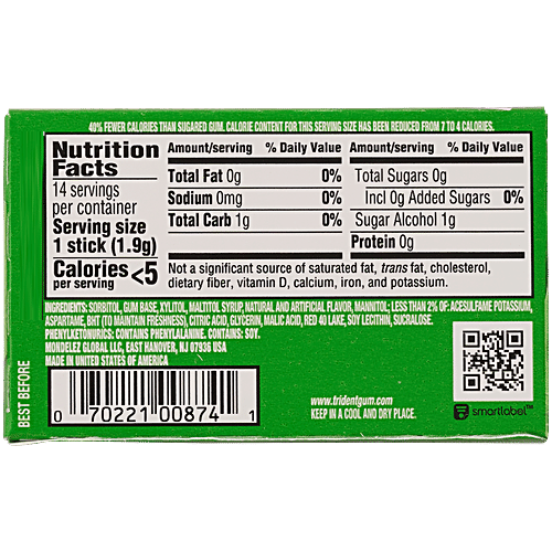 Trident Imported Gum - Sugar Free, Watermelon Twist, 14 pcs  Sugar Free