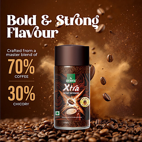 Continental Xtra South Blend Instant Coffee Powder, 50 g Jar 70% Coffee & 30% Chicory