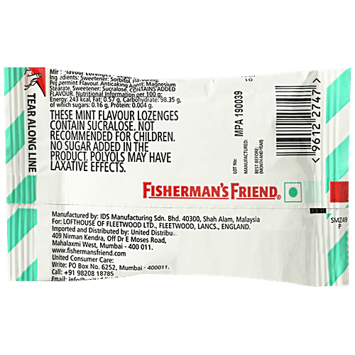Fisherman's Friend Sugar Free Lozenges - Mint, 25 g (Approx. 22 Lozenges) Calorie Conscious