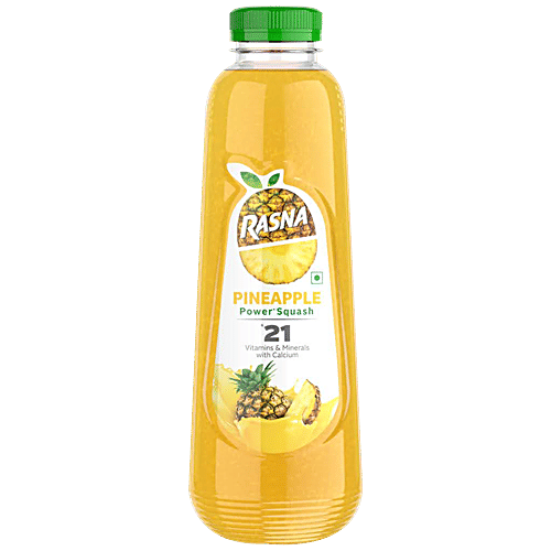 Rasna Fruit Plus 21 - Pineapple Power Squash, 750 ml  Vitamins & Minerals with Calcium