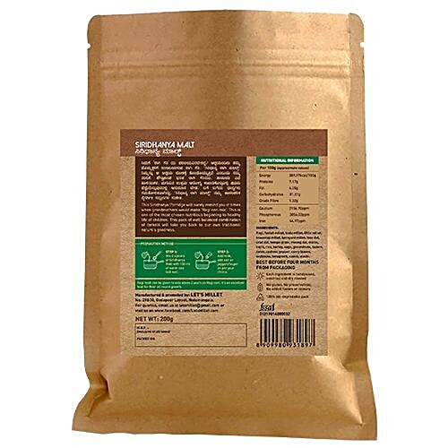 Buy Lets Millet Siridhanya Malt 200 Gm Online At Best Price bigbasket