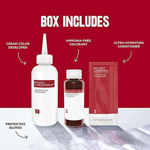 Revlon Colorsilk Permanent Hair Colour With Keratin, 1 Pack, Dark Mahogany Brown 3RB Enriched with Keratin, Ammonia Free & 3D Colour Gel Technology With Grey Coverage