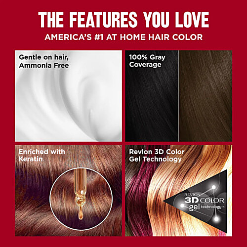 Revlon Colorsilk Permanent Hair Colour With Keratin, 1 Pack, Dark Mahogany Brown 3RB Enriched with Keratin, Ammonia Free & 3D Colour Gel Technology With Grey Coverage