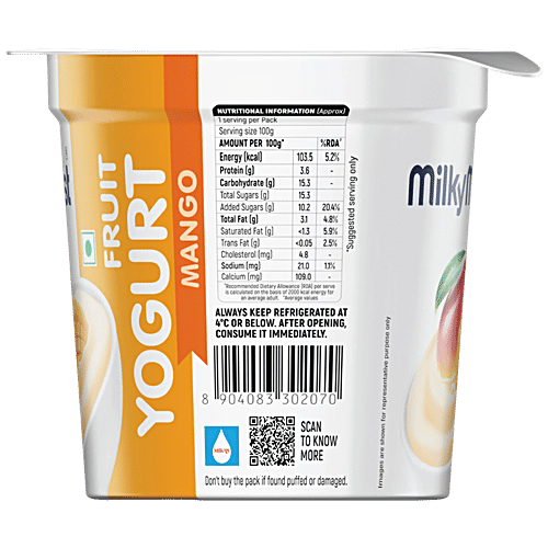 Milky Mist Fruit Yoghurt - Mango, 100 g