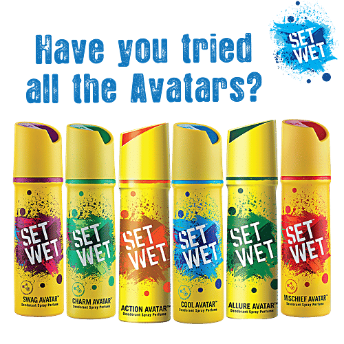 Set Wet Cool, Charm and Mischief Avatar Deodorant & Body Spray Perfume For Men, 150 ml Pack of 3 