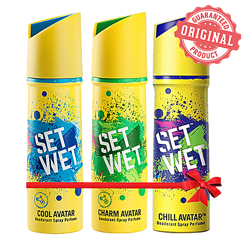 Set Wet Cool, Charm & Chill Avatar Deodorant Spray Perfume, 150 ml Pack of 3 