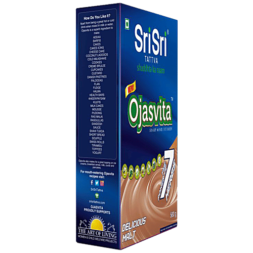 Sri Sri Tattva Ojasvita Malt Powder, 500 g - Drink Mix For Sharp Mind & Body, 500 g 7 Power Herbs