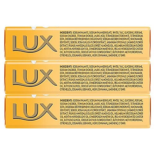 Lux Saffron Flower & White Cream Soap Bar, For Bright & Fragrant Skin, 450 g Pack of 3 For Bright & Fragrant Skin