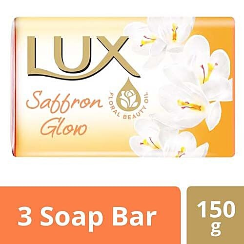 Lux Saffron Flower & White Cream Soap Bar, For Bright & Fragrant Skin, 450 g Pack of 3 For Bright & Fragrant Skin