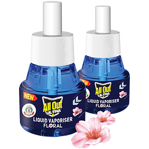 All Out Ultra Liquid Vaporiser Mosquito Repellent Refill - Floral Fragrance, 45 ml (Pack of 2) 
