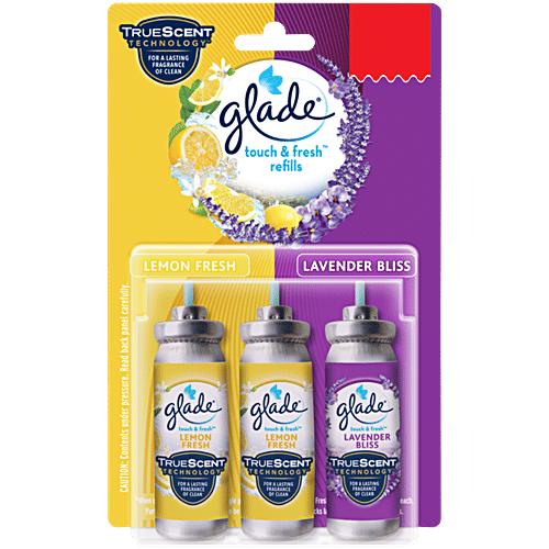 Glade Touch & Fresh Triple Refill Pack - Wild Lavender & Fresh Lemon, 3 pcs (Pack of 3) 10X Superior Freshness