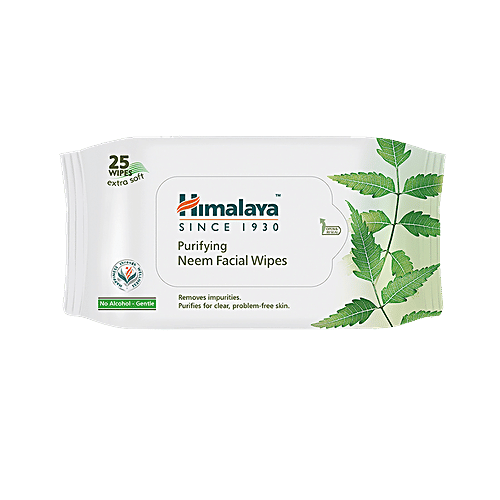 Himalaya Purifying Facial Wipes - Neem, Extra Soft, No Alcohol, 25 Pulls  No Alcohol