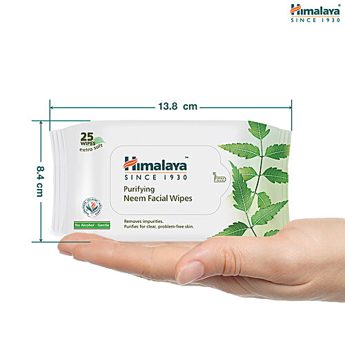 Himalaya Purifying Facial Wipes - Neem, Extra Soft, No Alcohol, 25 Pulls  No Alcohol