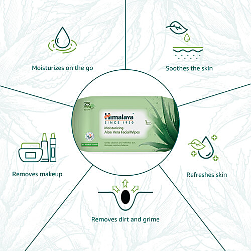 Himalaya Moisturizing Aloe Vera Facial Wipes, 25 Pulls  