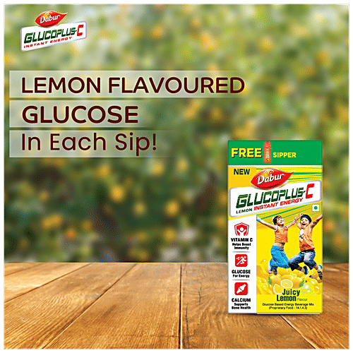 Dabur Glucoplus-C Instant Glucose - Juicy Lemon Flavour, 1 kg (Get Sipper Free) Energy Booster